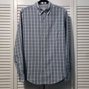 J.Crew Quality Woven Slim Fit Button Down Shirt Men's‎ Size Medium Blue Plaid